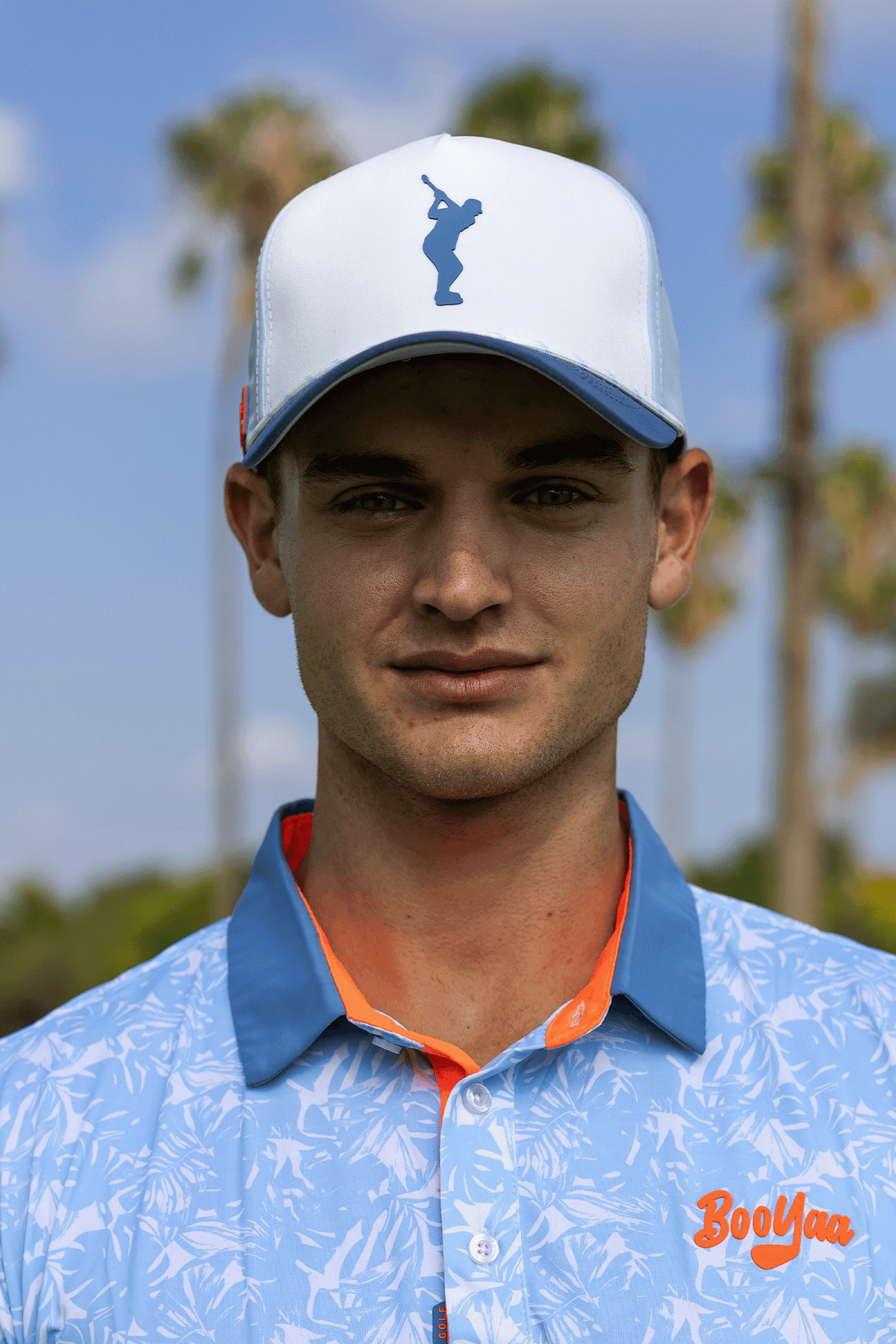 BooYaa Premium Golf Hat, Tee Off White and Navy Snapback Cap, Laser-Cut Vents, Unisex
