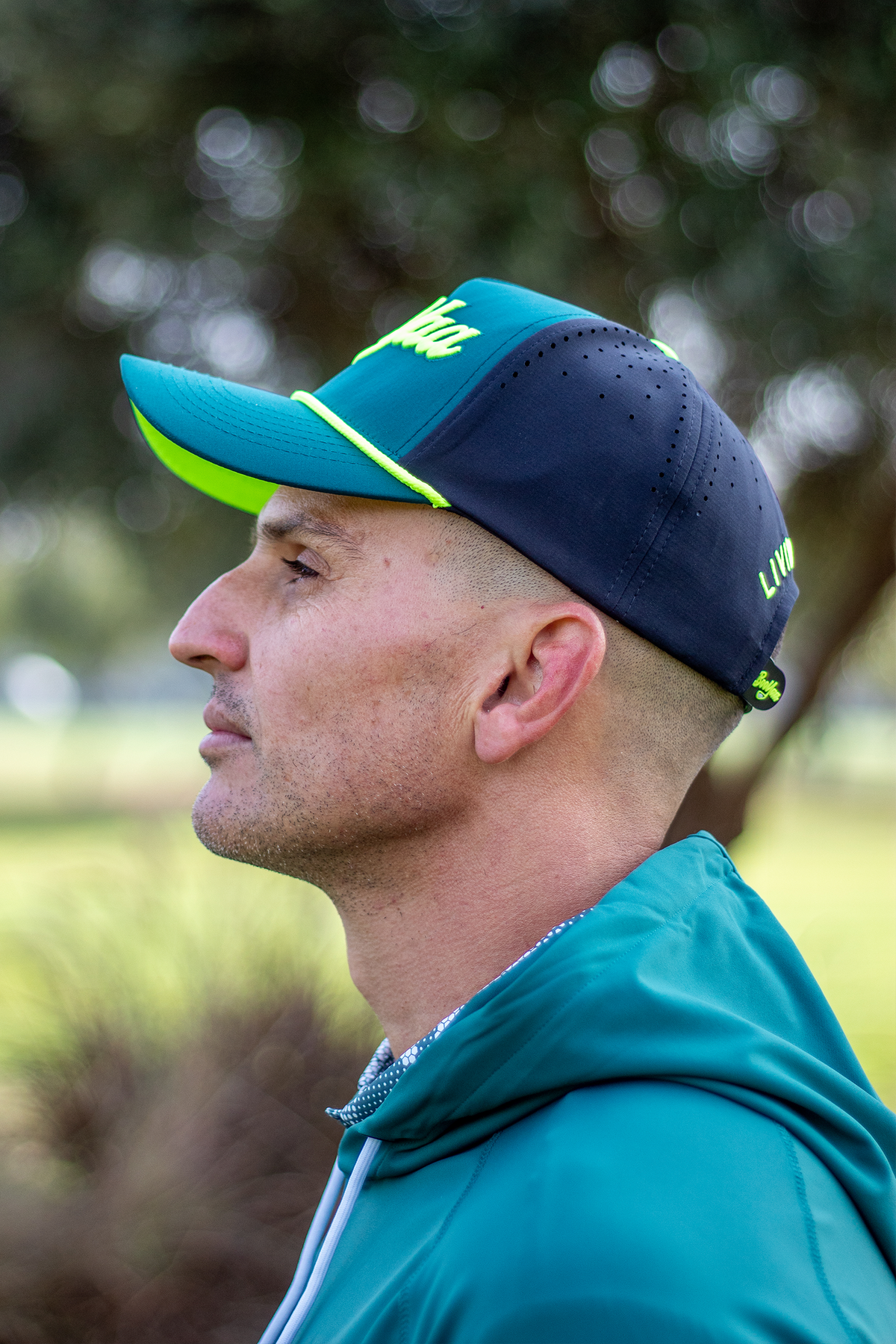 BooYaa Premium Golf Hat, Blitz Forest Green and Neon Lime Snapback Cap, Unisex