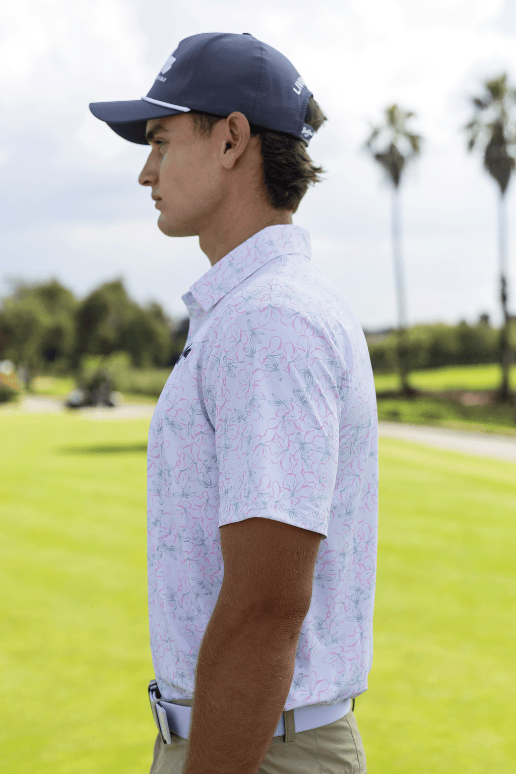 BooYaa Premium Golf Polo – Rosebay White Floral