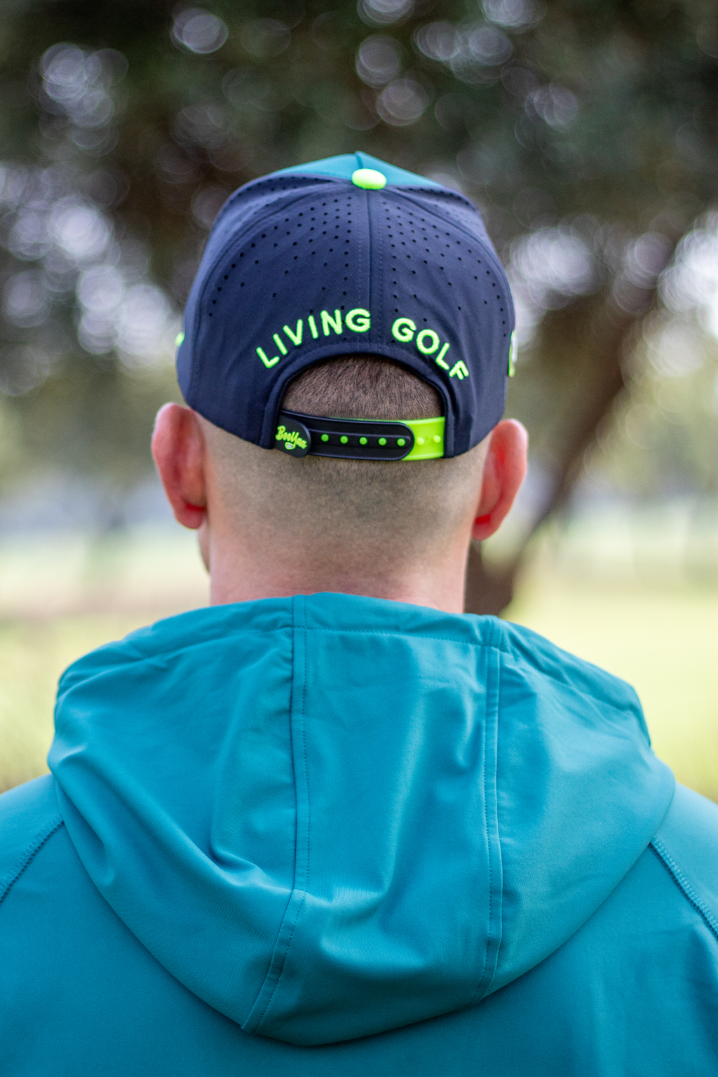 BooYaa Premium Golf Hat, Blitz Forest Green and Neon Lime Snapback Cap, Unisex