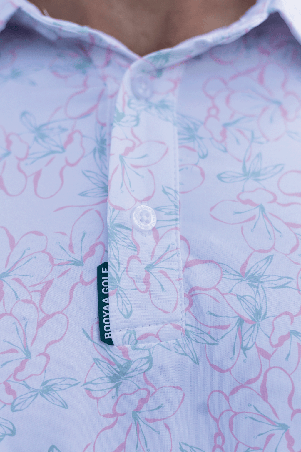 BooYaa Premium Golf Polo – Rosebay White Floral