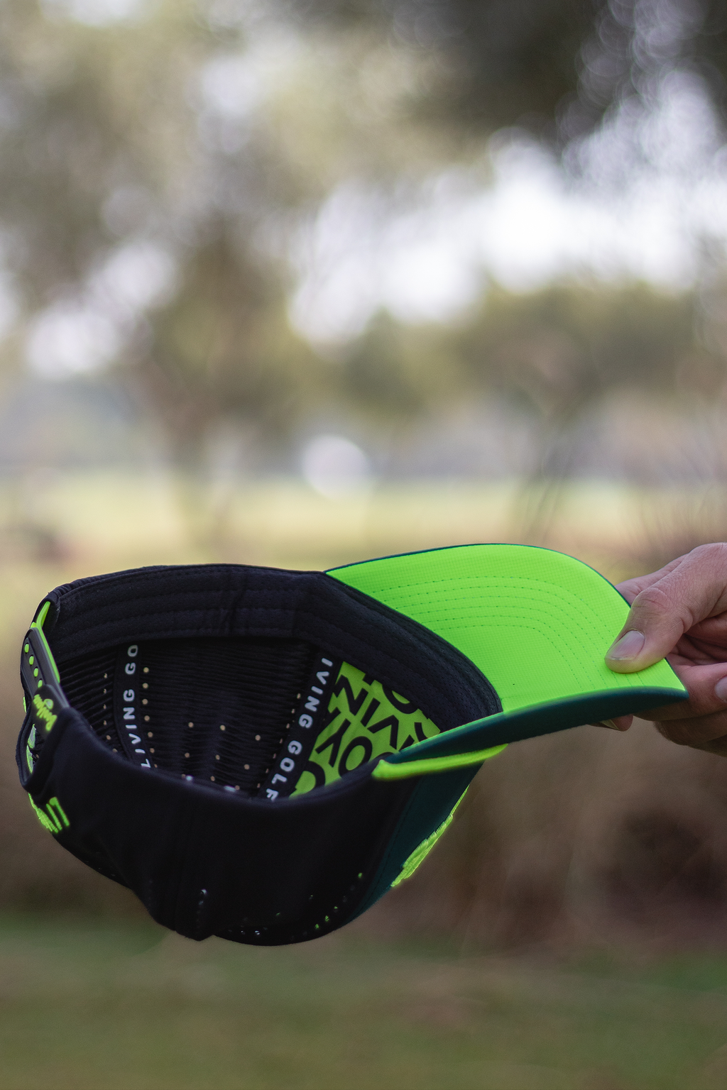 BooYaa Premium Golf Hat, Blitz Forest Green and Neon Lime Snapback Cap, Unisex