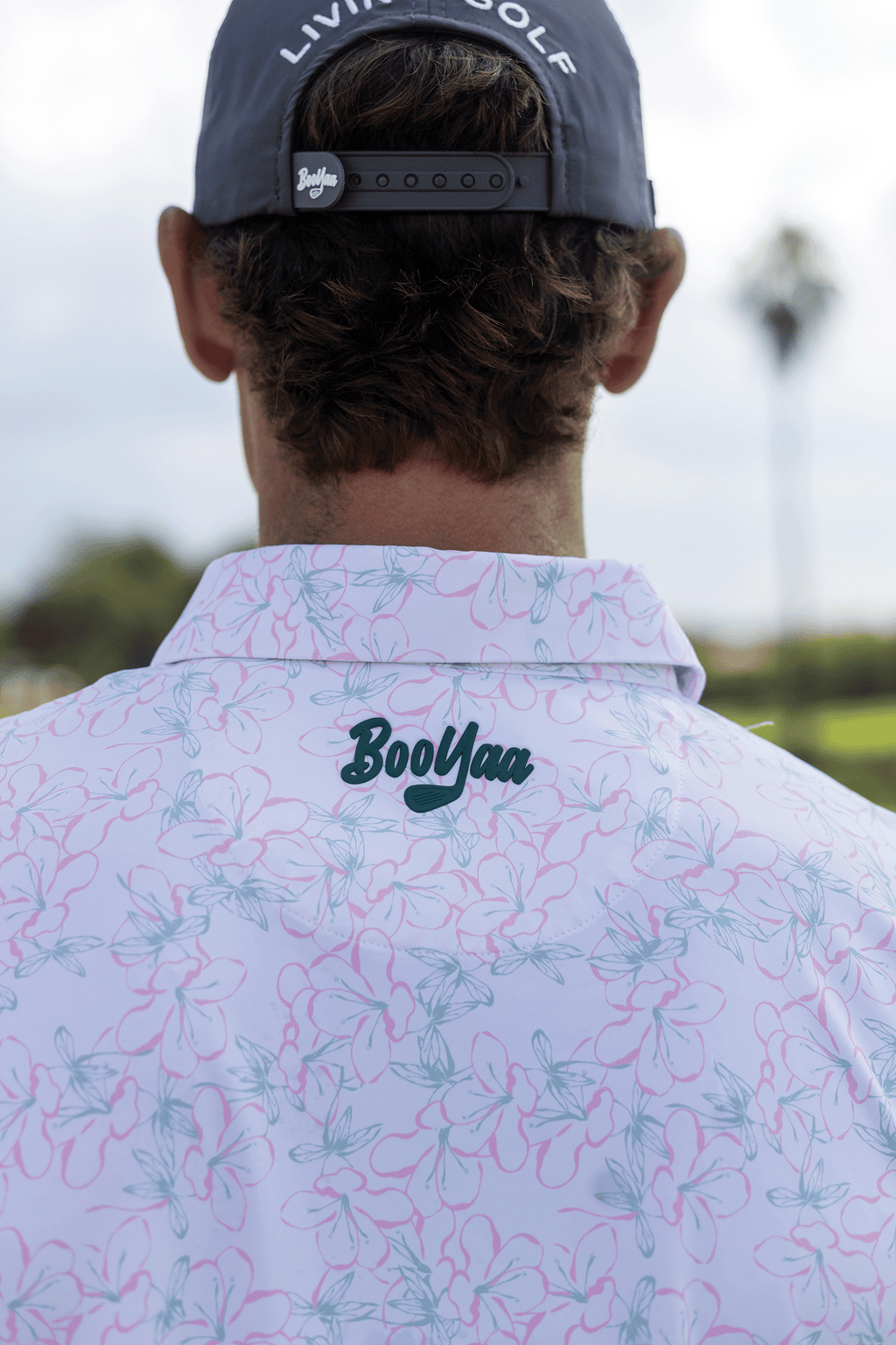 BooYaa Premium Golf Polo – Rosebay White Floral