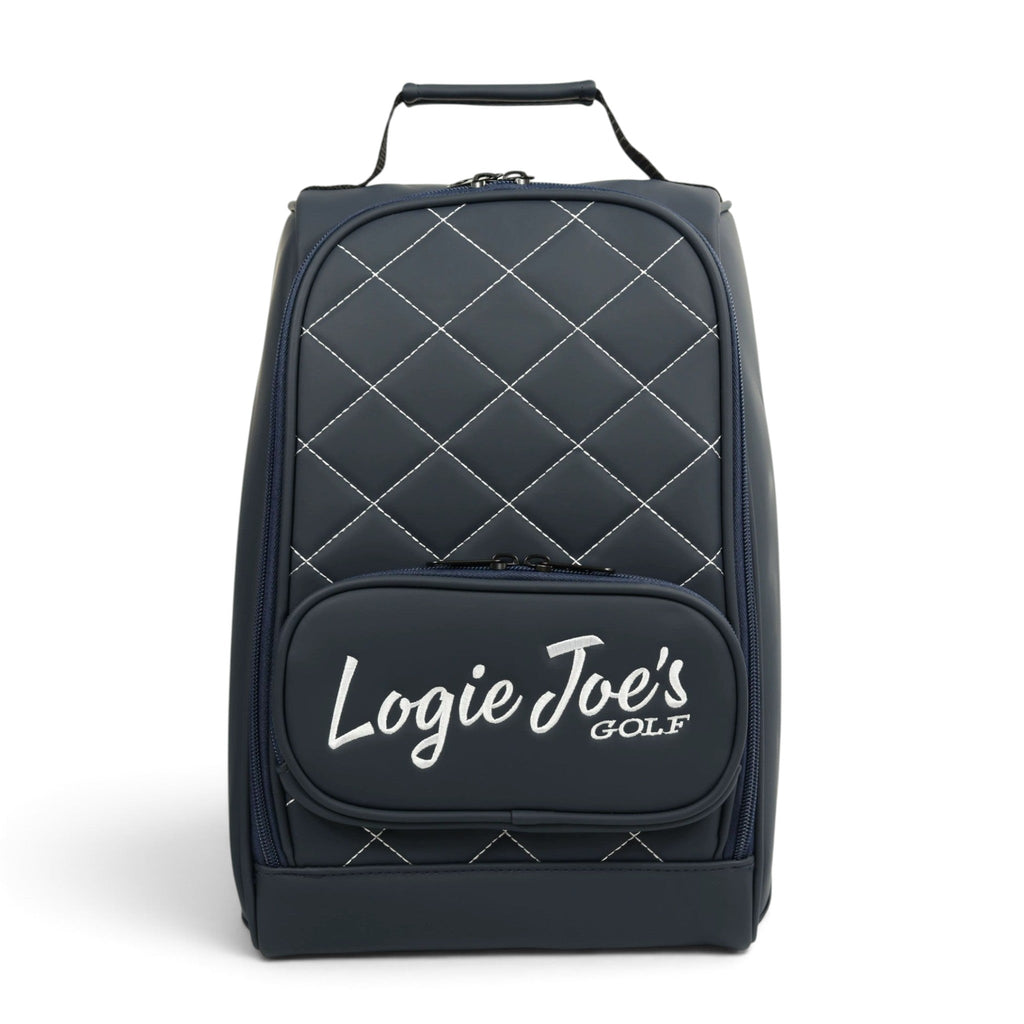 Quilted Leather Golf Shoe Bag – Navy & White