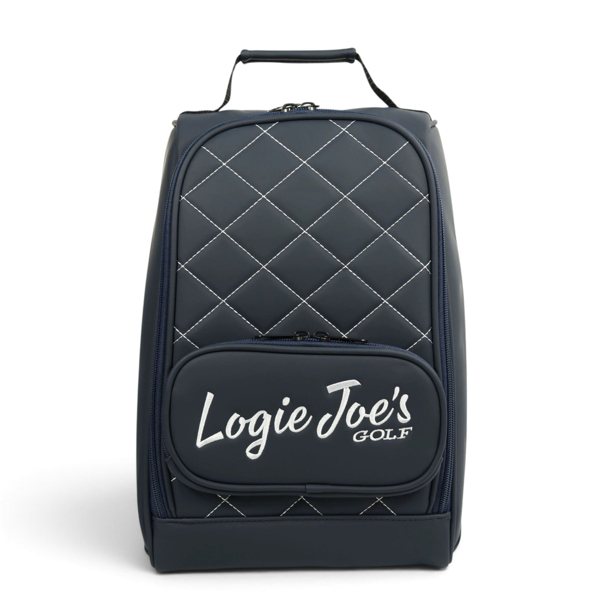 Quilted Leather Golf Shoe Bag – Navy & White