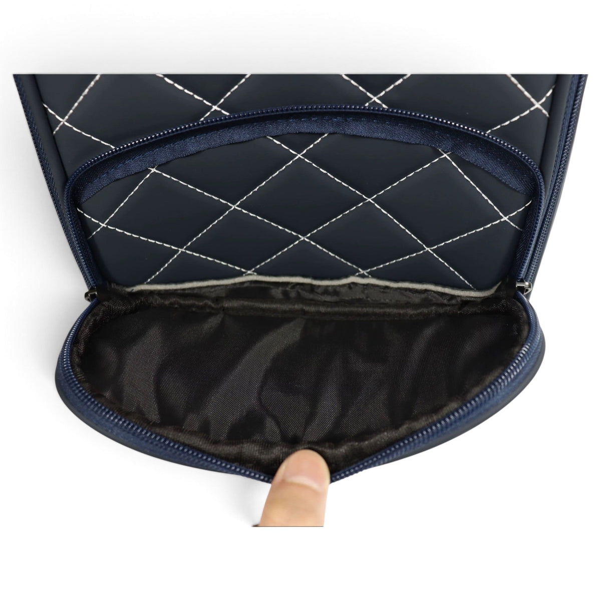 Quilted Leather Golf Shoe Bag – Navy & White