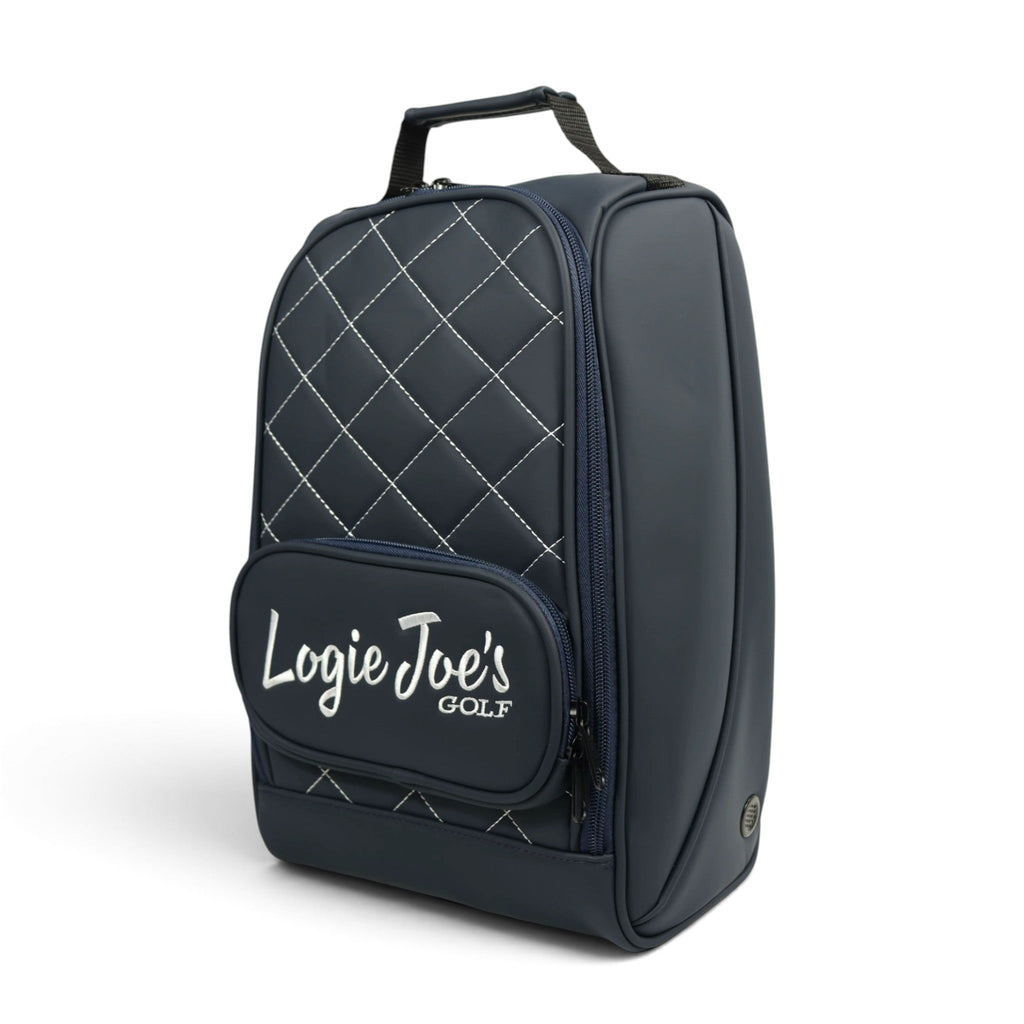 Quilted Leather Golf Shoe Bag – Navy & White