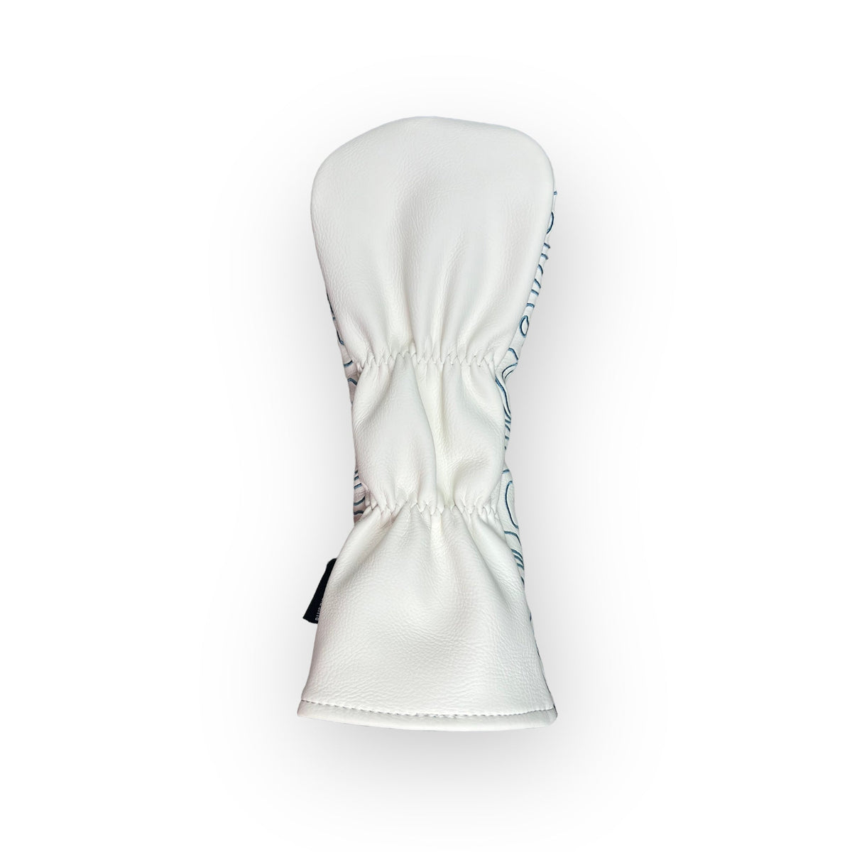 Topographic Leather Headcover – White & Carolina Blue