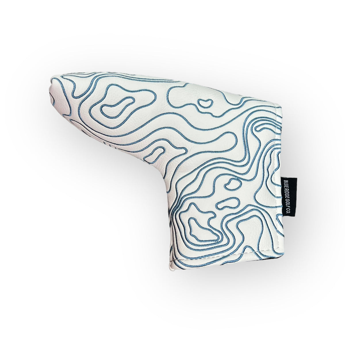 Topographic Leather Headcover – White & Carolina Blue