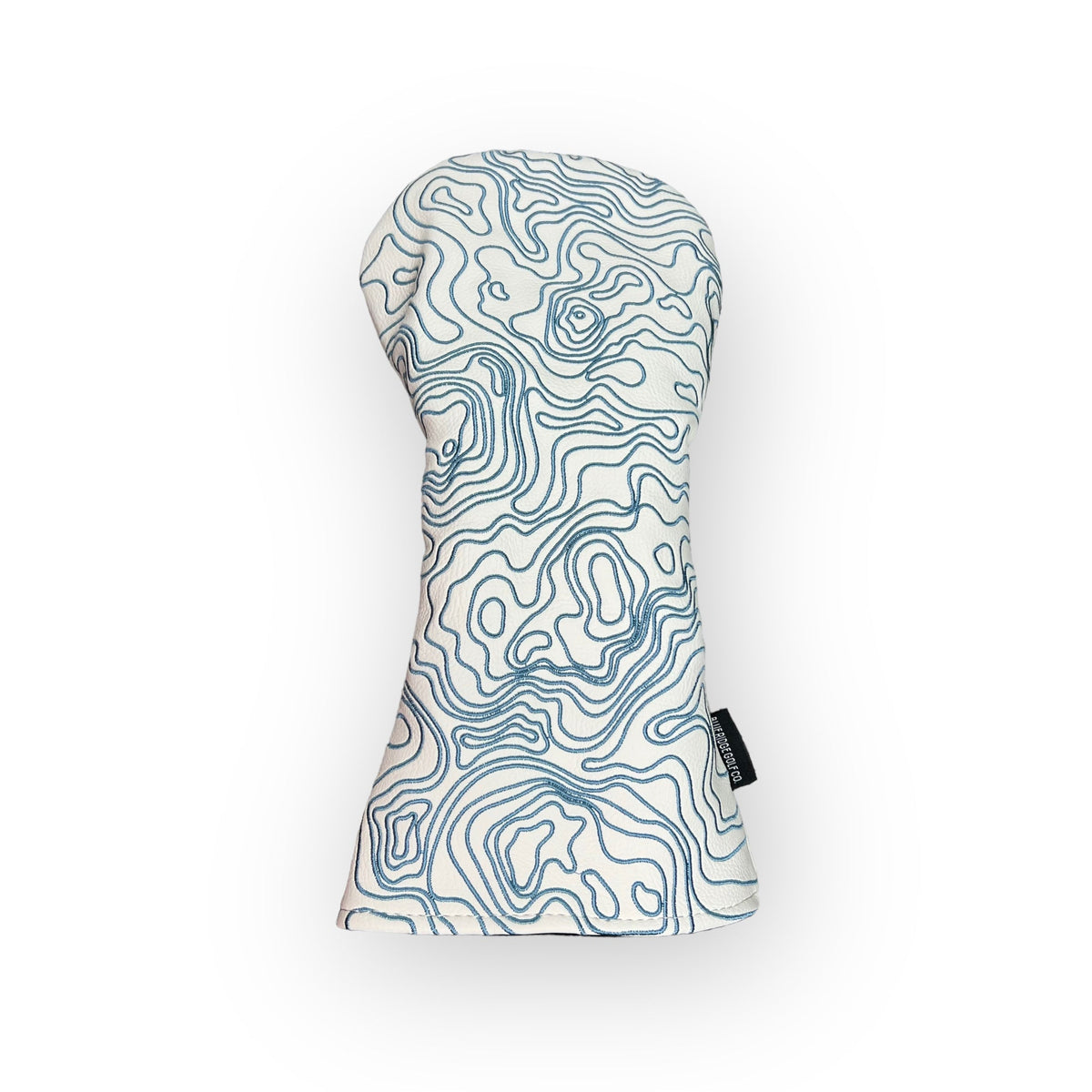 Topographic Leather Headcover – White & Carolina Blue