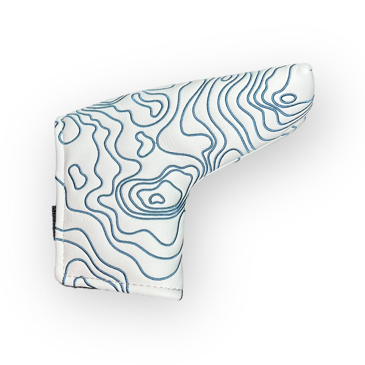 Topographic Leather Headcover – White & Carolina Blue