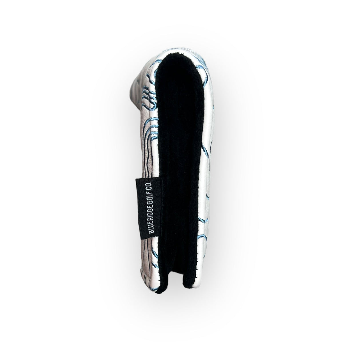 Topographic Leather Headcover – White & Carolina Blue