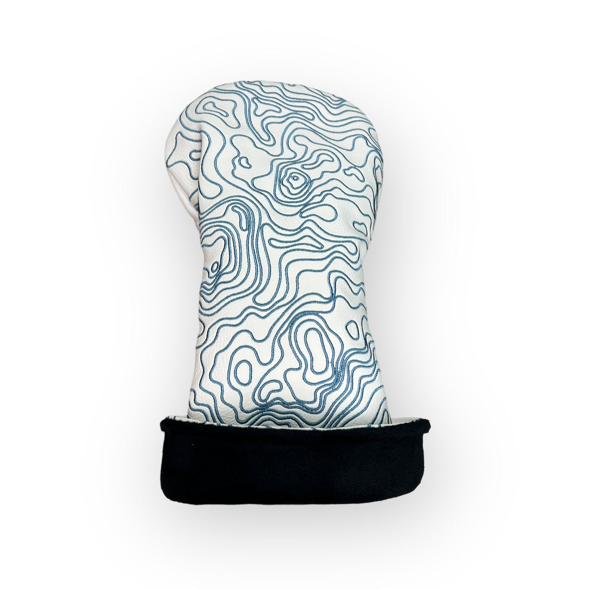 Topographic Leather Headcover – White & Carolina Blue