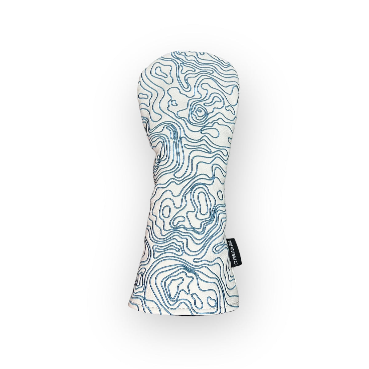 Topographic Leather Headcover – White & Carolina Blue