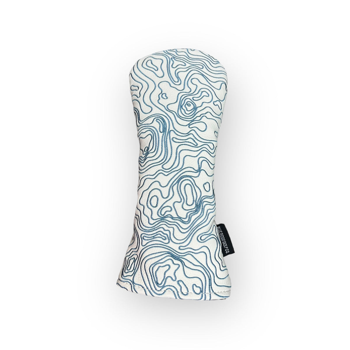 Topographic Leather Headcover – White & Carolina Blue