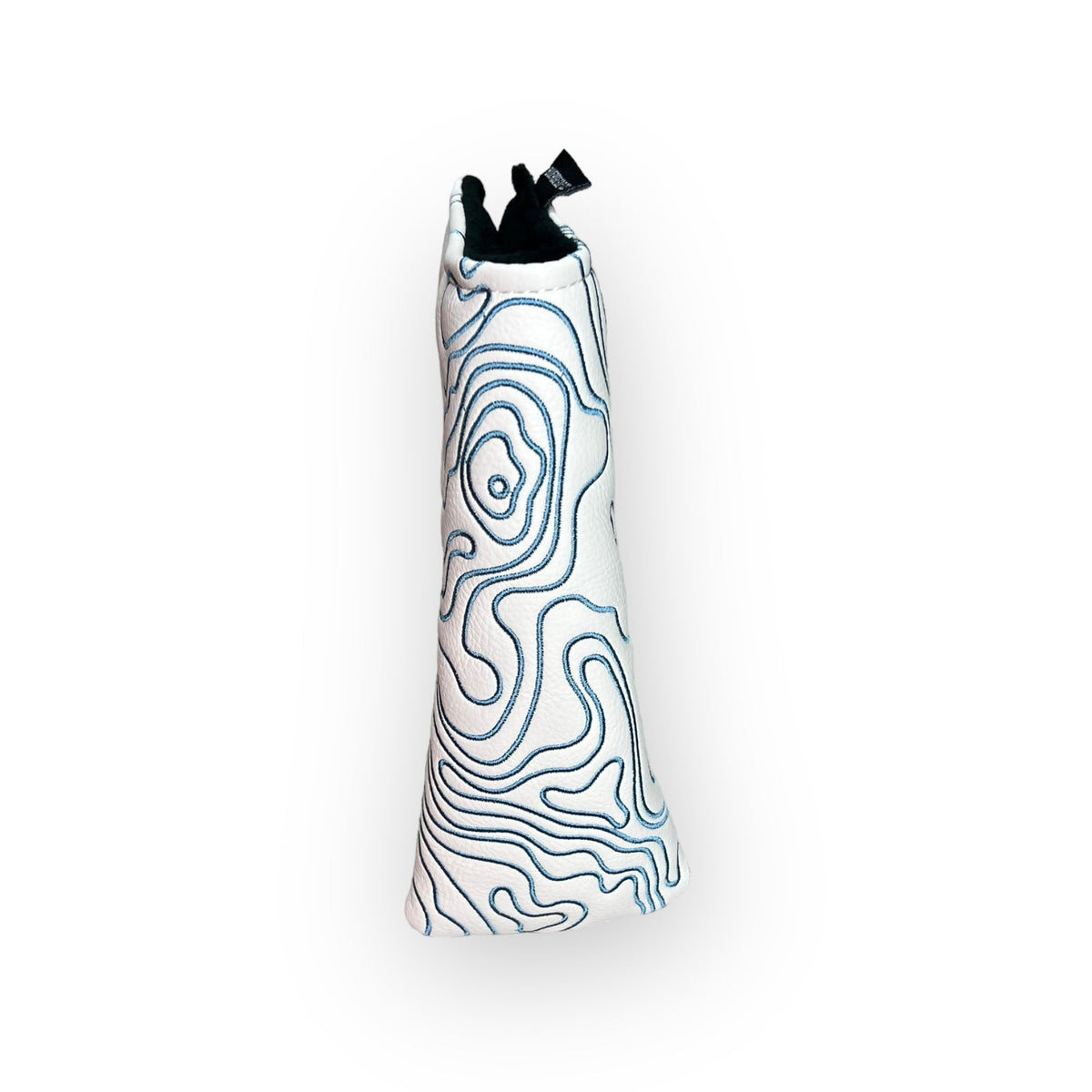 Topographic Leather Headcover – White & Carolina Blue