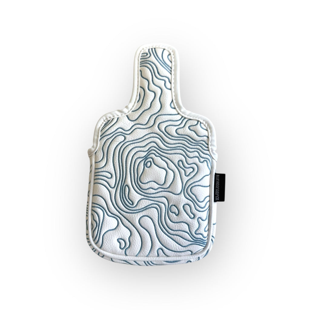 Topographic Leather Headcover – White & Carolina Blue