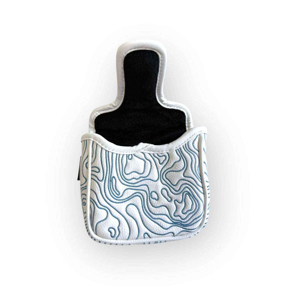 Topographic Leather Headcover – White & Carolina Blue