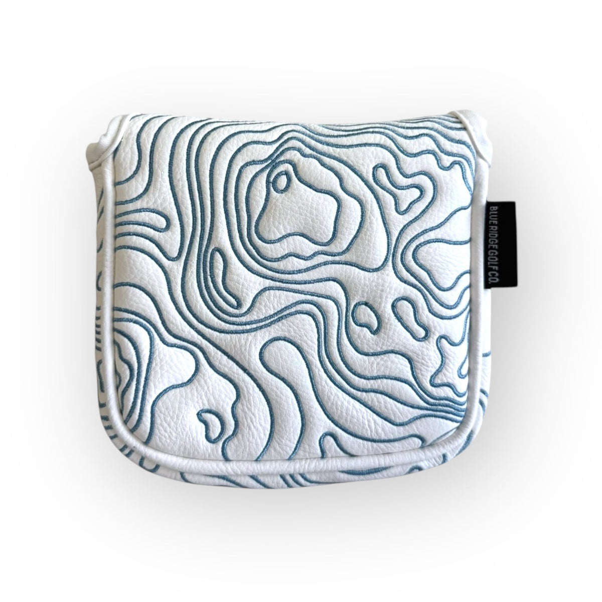 Topographic Leather Headcover – White & Carolina Blue
