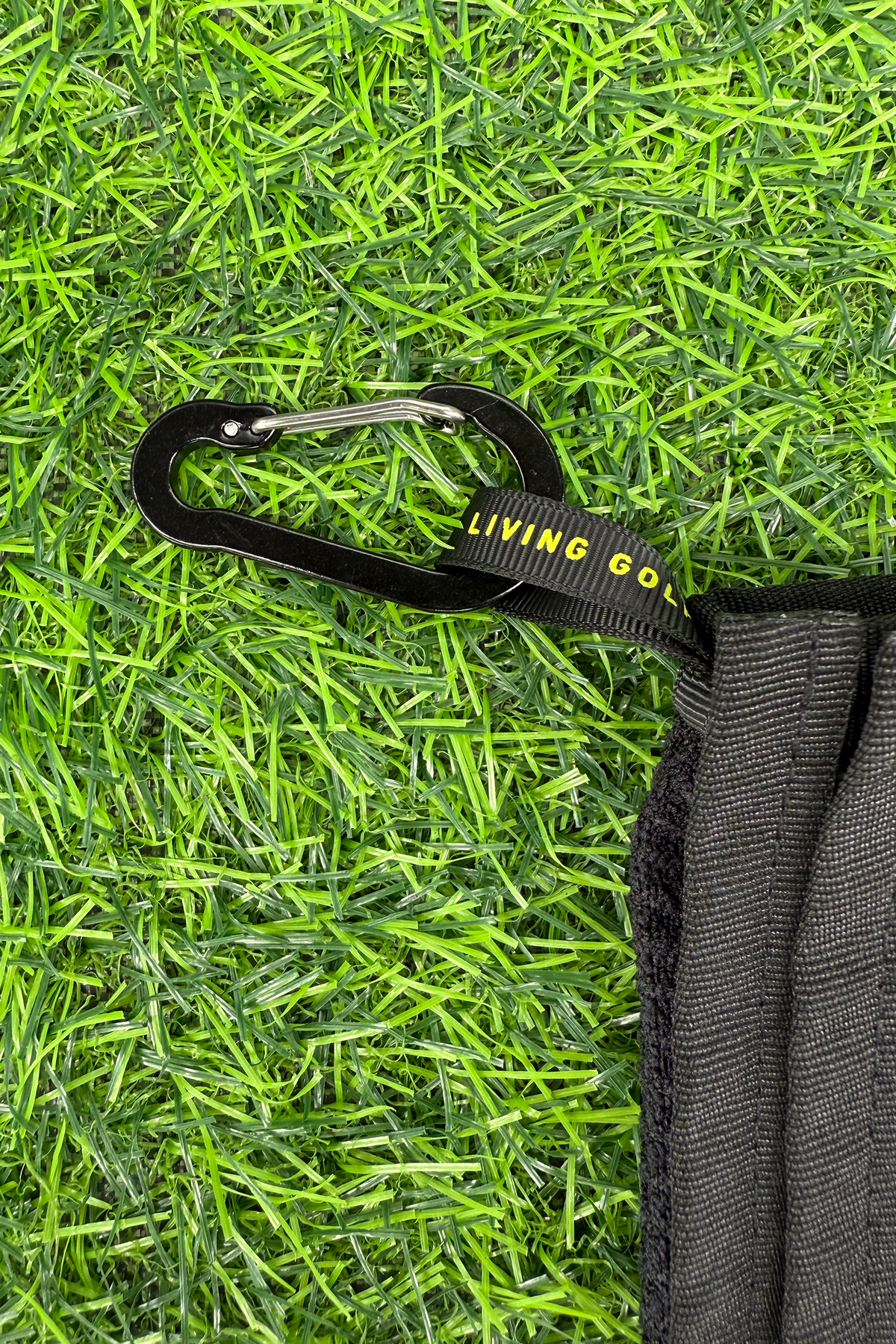 BooYaa Golf Towel, Black Waffle Weave, 39 x 12 in, with Metal Bag Clip